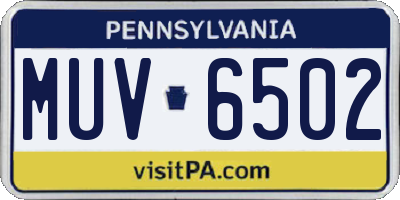 PA license plate MUV6502