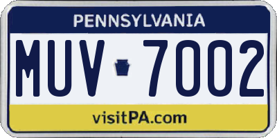 PA license plate MUV7002