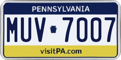 PA license plate MUV7007