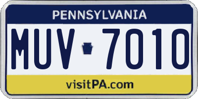 PA license plate MUV7010