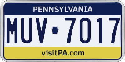PA license plate MUV7017