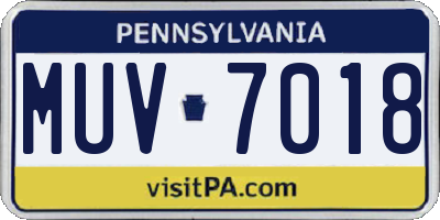 PA license plate MUV7018