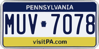PA license plate MUV7078