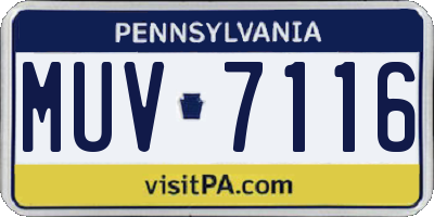 PA license plate MUV7116