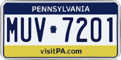 PA license plate MUV7201