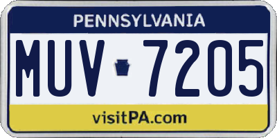 PA license plate MUV7205