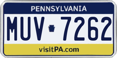 PA license plate MUV7262