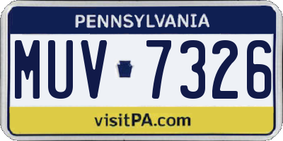 PA license plate MUV7326