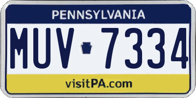 PA license plate MUV7334