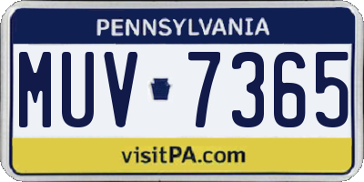 PA license plate MUV7365