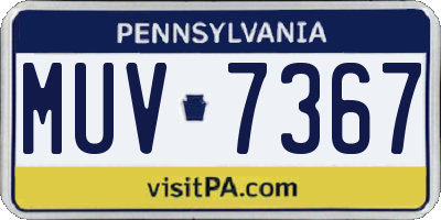 PA license plate MUV7367