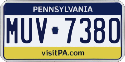 PA license plate MUV7380