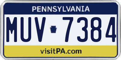 PA license plate MUV7384