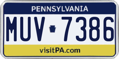 PA license plate MUV7386