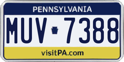 PA license plate MUV7388