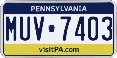 PA license plate MUV7403