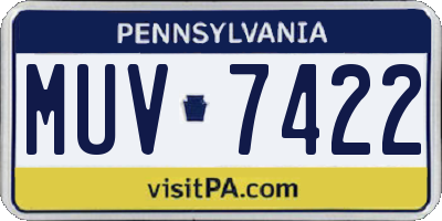 PA license plate MUV7422