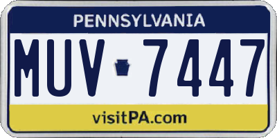 PA license plate MUV7447