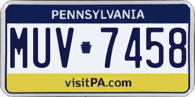 PA license plate MUV7458