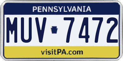 PA license plate MUV7472