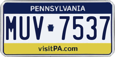 PA license plate MUV7537