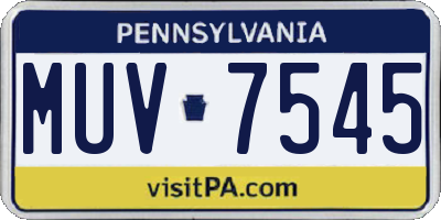 PA license plate MUV7545