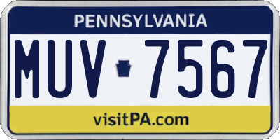 PA license plate MUV7567