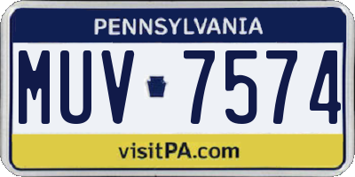 PA license plate MUV7574