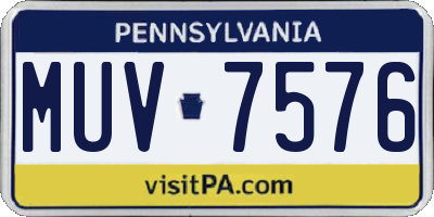 PA license plate MUV7576