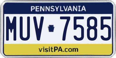 PA license plate MUV7585