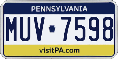 PA license plate MUV7598
