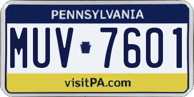 PA license plate MUV7601