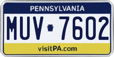 PA license plate MUV7602