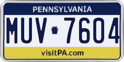 PA license plate MUV7604