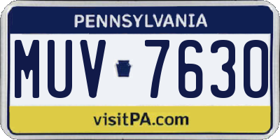 PA license plate MUV7630