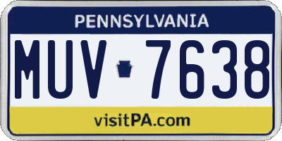 PA license plate MUV7638