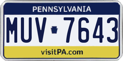 PA license plate MUV7643