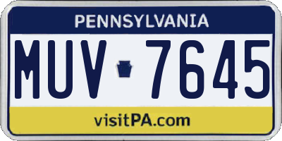 PA license plate MUV7645
