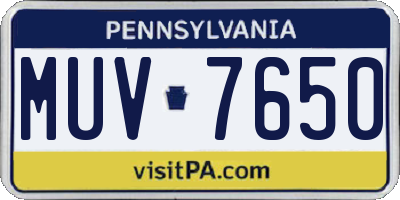 PA license plate MUV7650