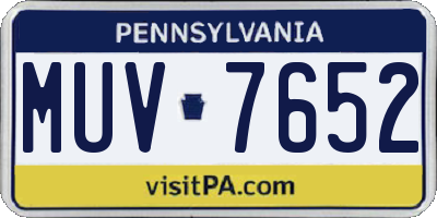 PA license plate MUV7652