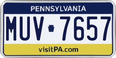 PA license plate MUV7657