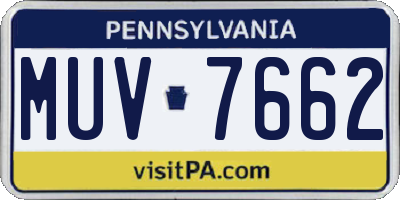 PA license plate MUV7662