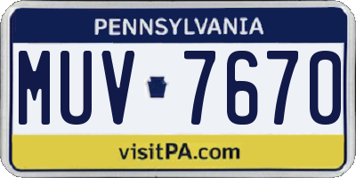 PA license plate MUV7670
