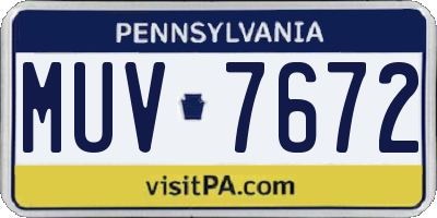 PA license plate MUV7672