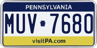 PA license plate MUV7680