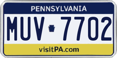 PA license plate MUV7702