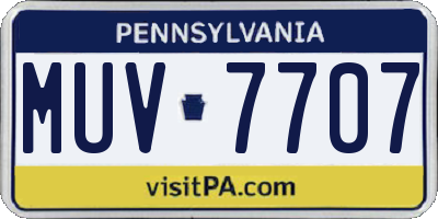 PA license plate MUV7707
