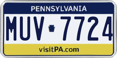 PA license plate MUV7724