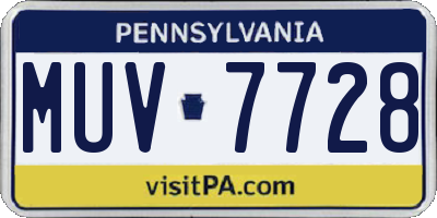 PA license plate MUV7728