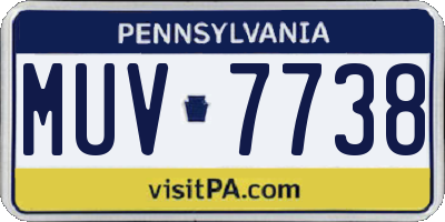 PA license plate MUV7738